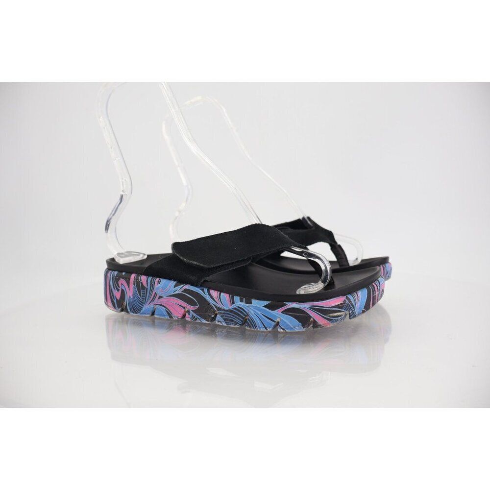Alegria Astara Sandals Womens Size 38 8 Black Suede Platform Thong Shoes Beachy